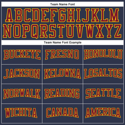 Custom Navy Crimson-Gold Long Sleeve Performance Salute To Service T-Shirt