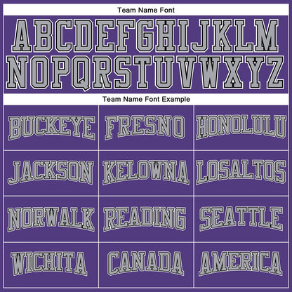 Custom Purple Black-Gray Long Sleeve Performance T-Shirt