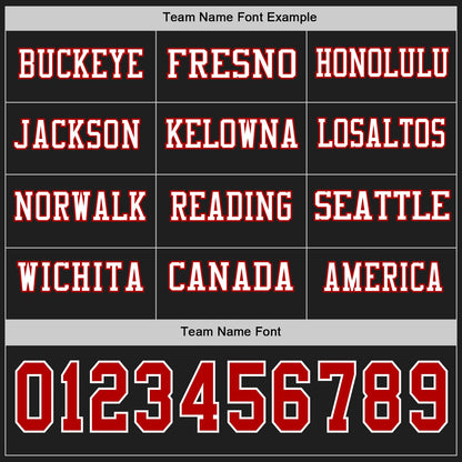 Custom Black Red-White Long Sleeve Authentic Football Jersey