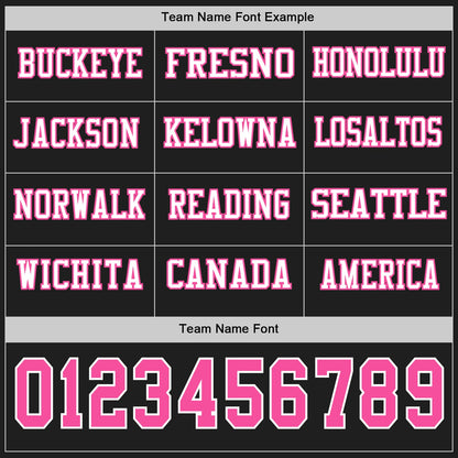 Custom Black Pink-White Long Sleeve Authentic Football Jersey