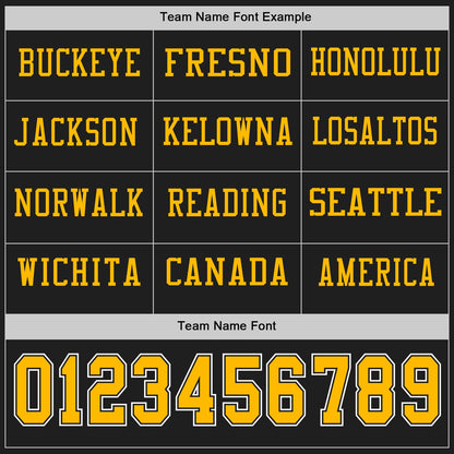 Custom Black Gold-White Long Sleeve Authentic Football Jersey