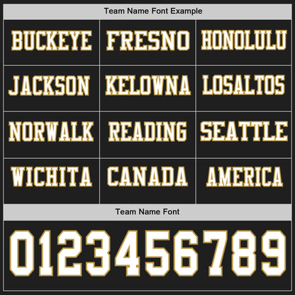 Custom Black White-Old Gold Long Sleeve Authentic Football Jersey