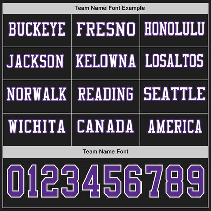 Custom Black Purple-White Long Sleeve Authentic Football Jersey