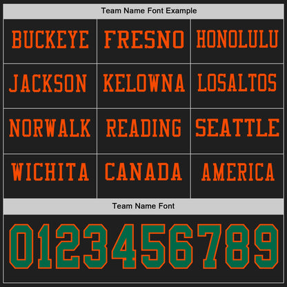 Custom Black Kelly Green-Orange Long Sleeve Authentic Football Jersey
