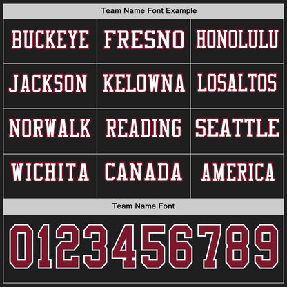 Custom Black Crimson-White Long Sleeve Authentic Football Jersey