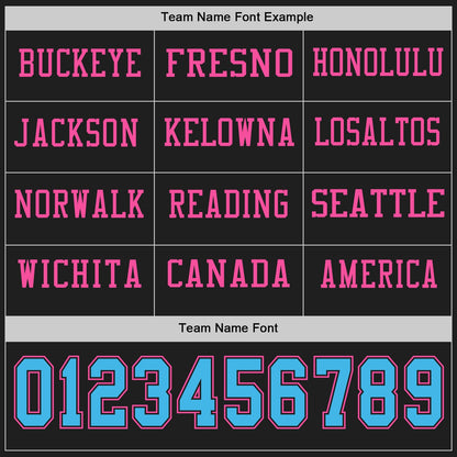 Custom Black Sky Blue-Pink Long Sleeve Authentic Football Jersey