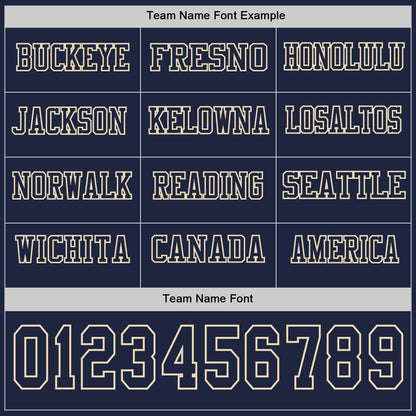 Custom Navy Cream Long Sleeve Authentic Football Jersey