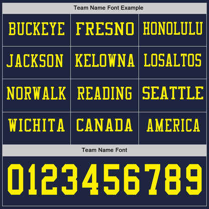 Custom Navy Light Yellow Long Sleeve Authentic Football Jersey