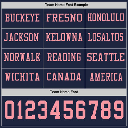 Custom Navy Medium Pink Long Sleeve Authentic Football Jersey