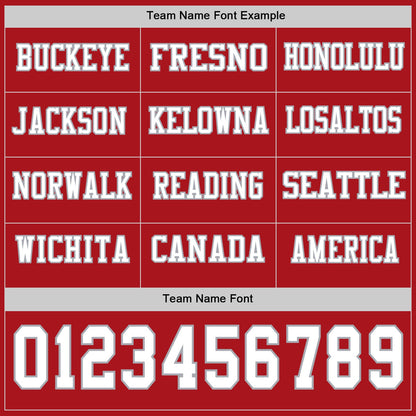 Custom Red White-Gray Long Sleeve Authentic Football Jersey