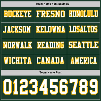 Custom Green White-Gold Long Sleeve Authentic Football Jersey