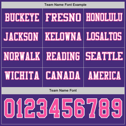 Custom Purple Pink-White Long Sleeve Authentic Football Jersey