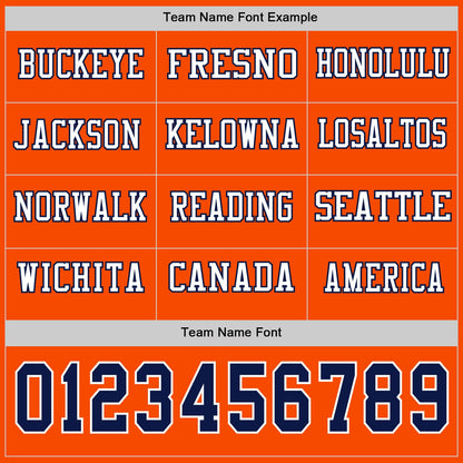 Custom Orange Navy-White Long Sleeve Authentic Football Jersey