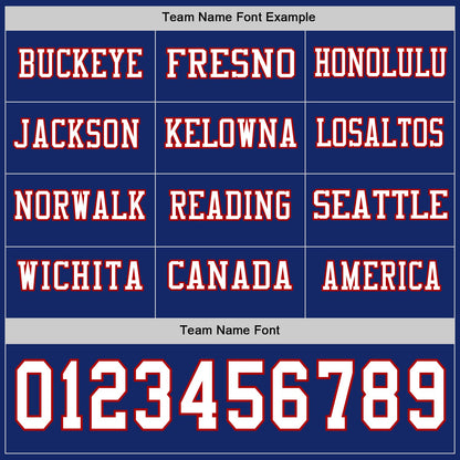 Custom Royal White-Red Long Sleeve Authentic Football Jersey