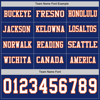 Custom Royal White-Orange Long Sleeve Authentic Football Jersey