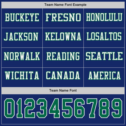 Custom Royal Kelly Green-White Long Sleeve Authentic Football Jersey