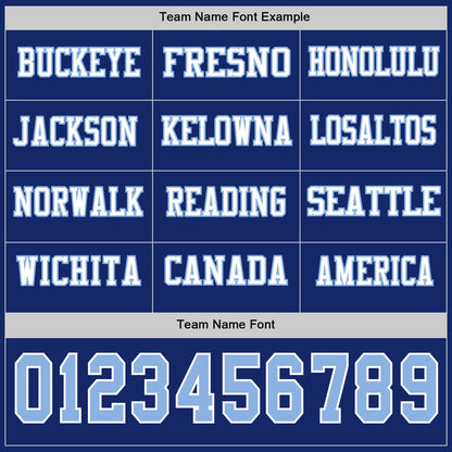 Custom Royal Light Blue-White Long Sleeve Authentic Football Jersey