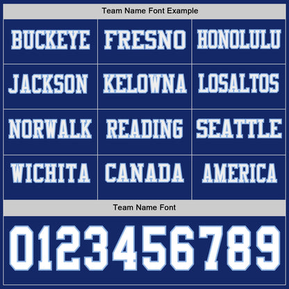 Custom Royal White-Light Blue Long Sleeve Authentic Football Jersey