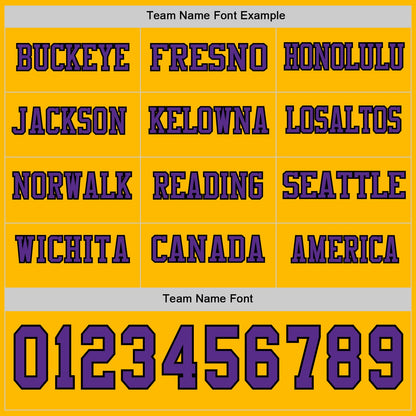 Custom Gold Purple-Black Long Sleeve Authentic Football Jersey