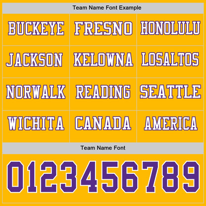Custom Gold Purple-White Long Sleeve Authentic Football Jersey