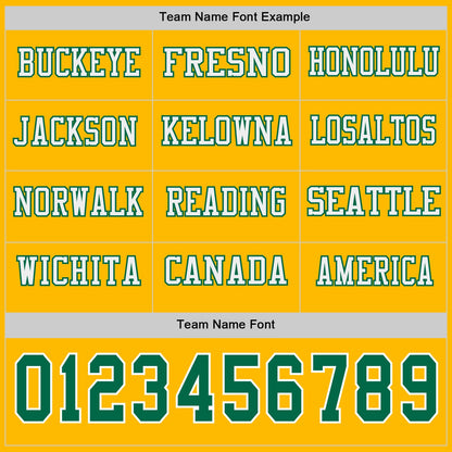 Custom Gold Kelly Green-White Long Sleeve Authentic Football Jersey