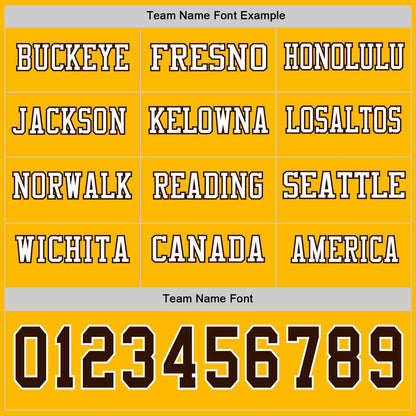 Custom Gold Brown-White Long Sleeve Authentic Football Jersey
