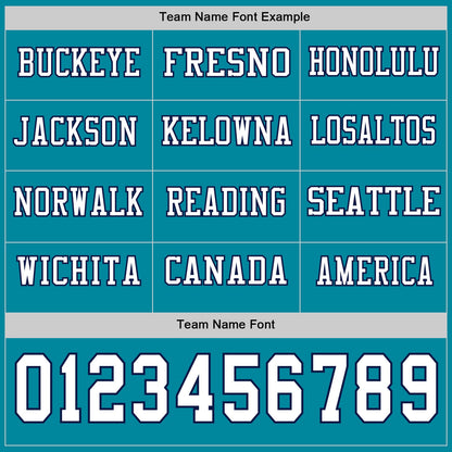 Custom Teal White-Navy Long Sleeve Authentic Football Jersey