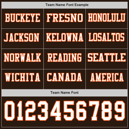 Custom Brown White-Orange Long Sleeve Authentic Football Jersey