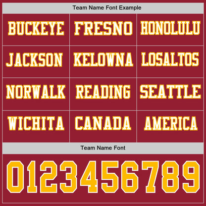 Custom Cardinal Gold-White Long Sleeve Authentic Football Jersey