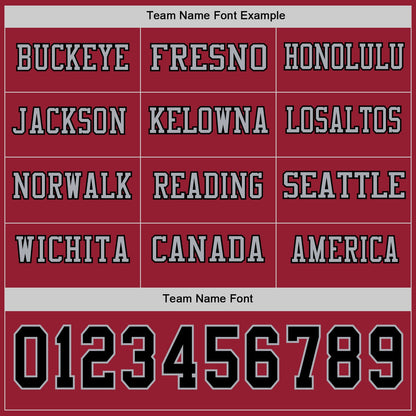 Custom Cardinal Black-Gray Long Sleeve Authentic Football Jersey