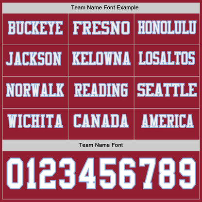 Custom Cardinal White-Light Blue Long Sleeve Authentic Football Jersey