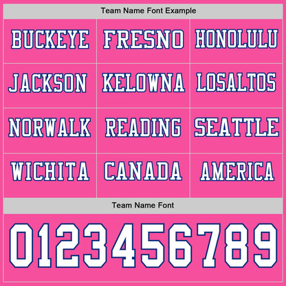 Custom Pink White-Royal Long Sleeve Authentic Football Jersey