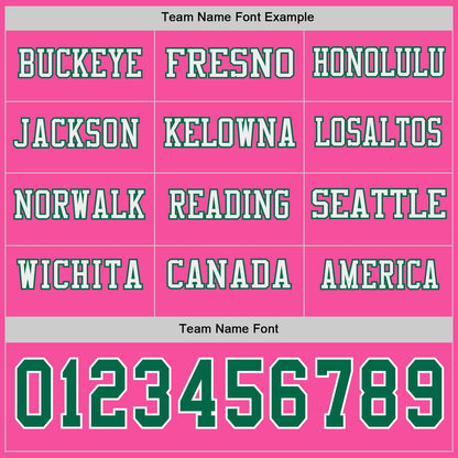 Custom Pink Kelly Green-White Long Sleeve Authentic Football Jersey