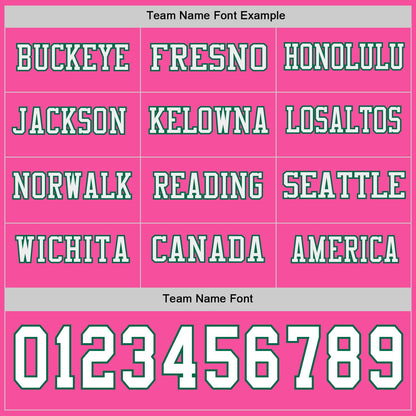 Custom Pink White=Kelly Green Long Sleeve Authentic Football Jersey