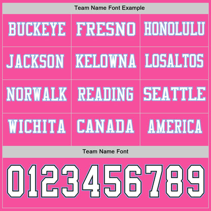 Custom Pink White Black-Light Blue Long Sleeve Authentic Football Jersey