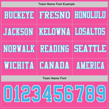 Custom Pink Sky Blue-White Long Sleeve Authentic Football Jersey