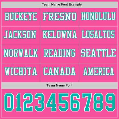 Custom Pink Aqua-White Long Sleeve Authentic Football Jersey