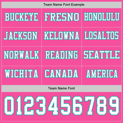 Custom Pink White-Aqua Long Sleeve Authentic Football Jersey