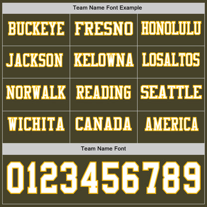 Custom Olive White-Gold Long Sleeve Salute To Service Authentic Football Jersey