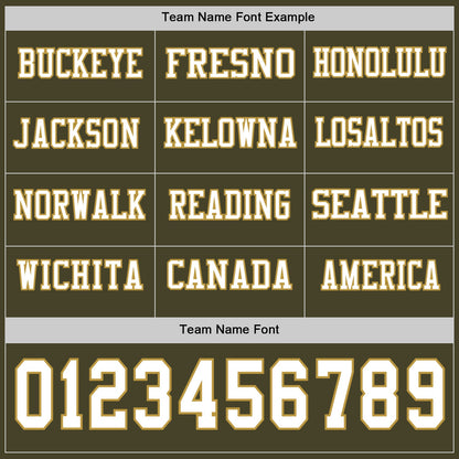 Custom Olive White-Old Gold Long Sleeve Salute To Service Authentic Football Jersey