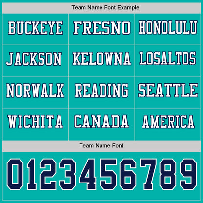 Custom Aqua Navy-White Long Sleeve Authentic Football Jersey