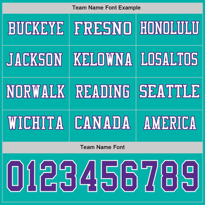 Custom Aqua Purple-White Long Sleeve Authentic Football Jersey