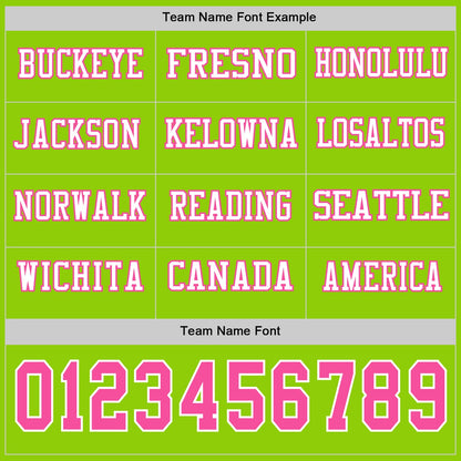 Custom Neon Green Pink-White Long Sleeve Authentic Football Jersey