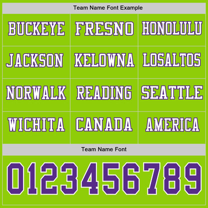 Custom Neon Green Purple-White Long Sleeve Authentic Football Jersey