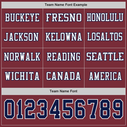 Custom Burgundy Navy-White Long Sleeve Authentic Football Jersey