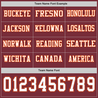 Custom Burgundy White-Orange Long Sleeve Authentic Football Jersey