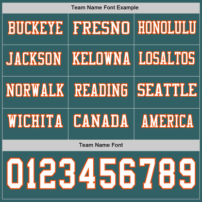 Custom Midnight Green White-Orange Long Sleeve Authentic Football Jersey