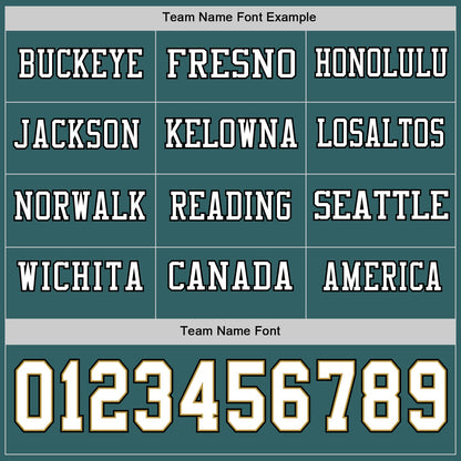 Custom Midnight Green White Old Gold-Black Long Sleeve Authentic Football Jersey