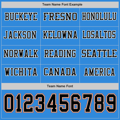 Custom Powder Blue Black White-Orange Long Sleeve Authentic Football Jersey