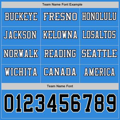 Custom Powder Blue Black-White Long Sleeve Authentic Football Jersey